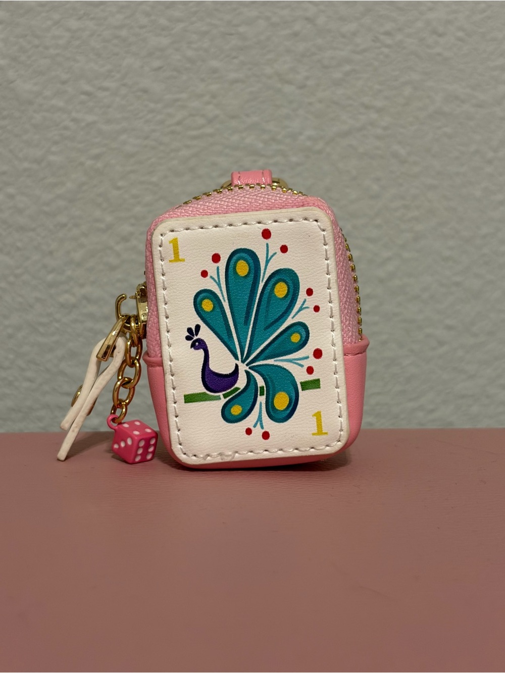 Piper K Mahjong Peacock Bag Charm Keychain Pouch